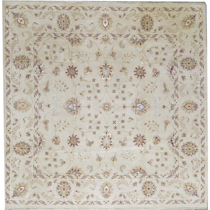 Tapis beige noué à la main de haute qualité