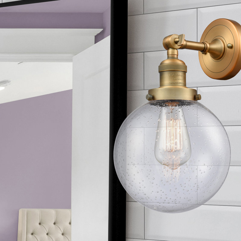 Applique murale pour salle de bain 1 lumière Clementina, Grainé, Laiton brossé, Ampoule non incluse