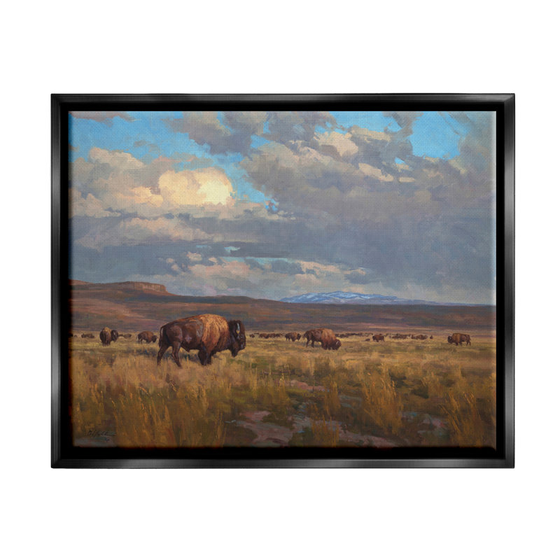 «Buffalo Cloudy Landscape» par Chad Poppleton - reproduction sur toile flottante, H 16 po x l 20 po x P 1,7 po