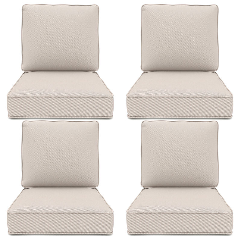Outdoor Chair Cushions, 24" X 23" High-Density Foam Deep Seat Patio Cushions With Olefin Fabric & Removable Zipper Cover, Outdoor Furniture Replacement Cushions Set Of 4 For Chair Sofa Couch