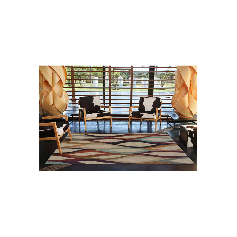 Leafy Geometric Patterned Woven Base Washable Rug, Rectangle 2'6" x 4'11" Rug Pad Included