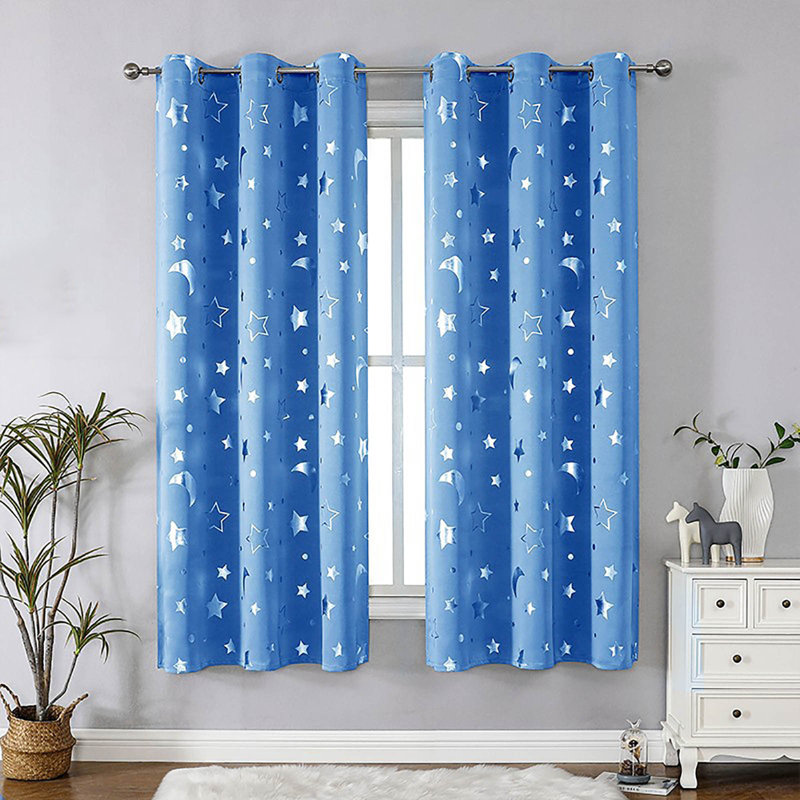 Paire de rideaux avec rideaux superposés de l 63 po x L 52 po pour chambre à coucher, Blue