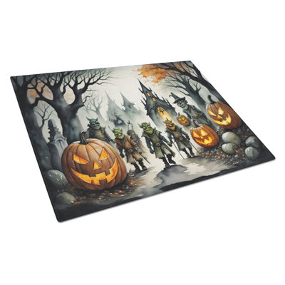 Orcs Spooky Halloween Glass Cutting Board Large