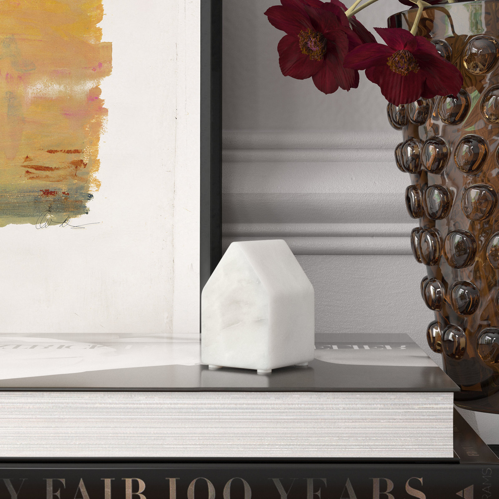 Adalynn Marble Home Object, White, 3" H x 2" W x 2" D
