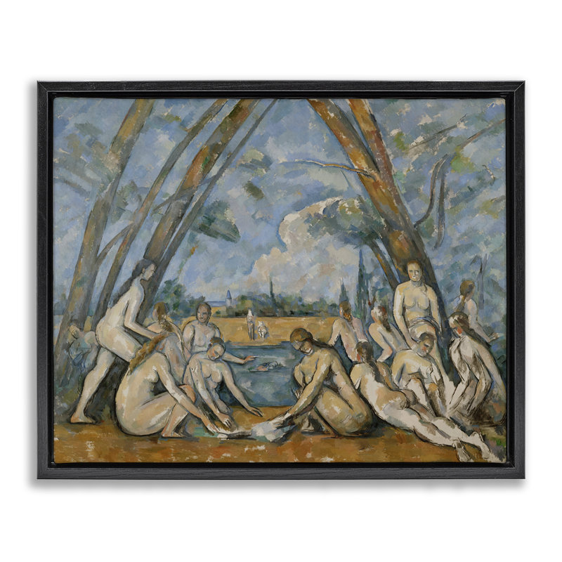 "Classic Cezanne Large Bathers", toile encadrée flottante noire par one1000paintings, H 25 po x l 31 po