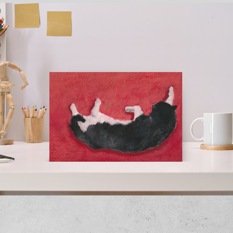 «Happy Dog on Red Bold Playful Contemporary Dog Portrait», art mural, H 12 po x l 18 po