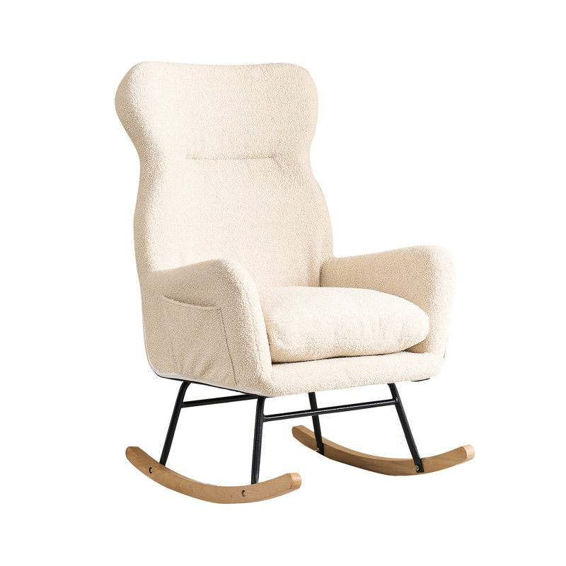 Fauteuil à bascule beige - fabrication en métal, convient pour une utilisation à long terme Fauteuil spacieux beige, confortable