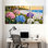 Ensemble de 3 tableaux sur toile tendue représentant des hortensias au coucher du soleil sur la plage