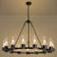  15 - Lustre moderne en forme de roue de chariot 33,66 "noir pour salon