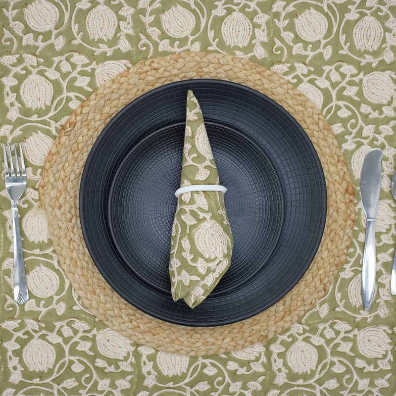 Fabdivine 18X18 Inch Festive Napkins – Celebrate in Style with Premium Quality, 6 kamal, Green