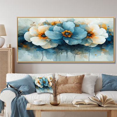 Sillent Arrangement Of Poppies Aqua I - pivoines, art mural