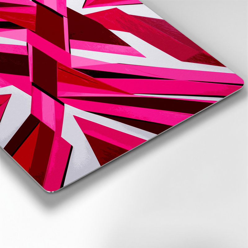Hard Edge 42, art mural en métal rose, H 11 po x l 14 po