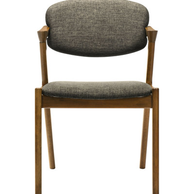 Of 2 Mid-century Style Dining Seats, Hardwood With Dark Walnut Finish, Comfortable Upholstery, Contemporary Design Hardwood, Soft Flair For Room