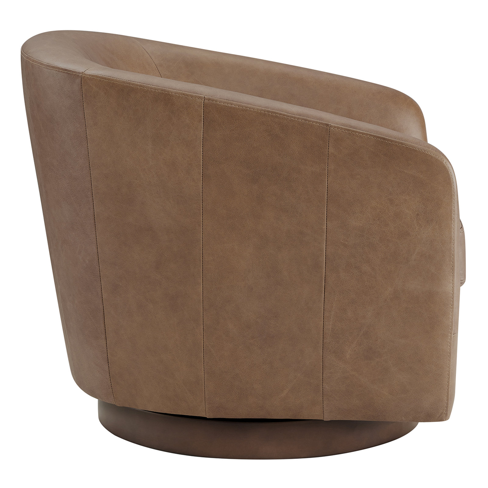 Bennett Genuine Leather Swivel Barrel Chair, Marseille Camel Top Grain Leather