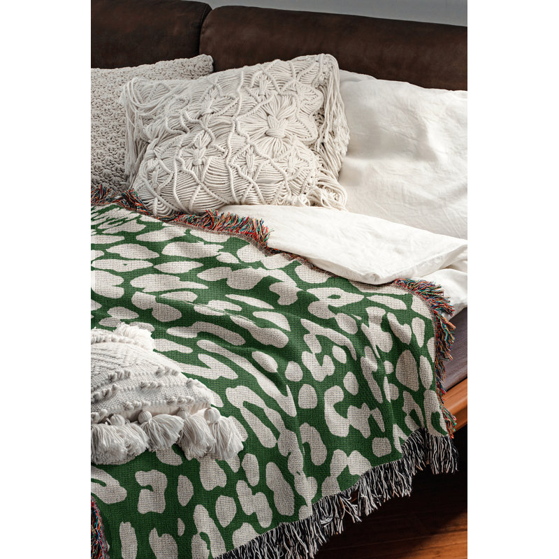 Jeté en mélange de coton Delo, Vert, L 70 po x l 50 po