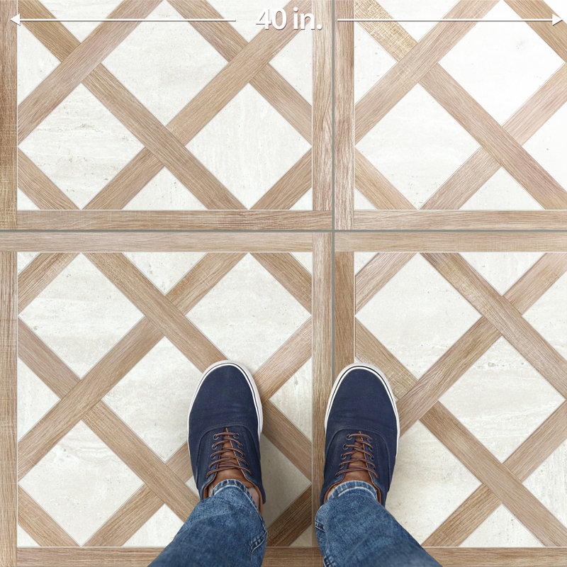 Fusione Intarsio 23-1/2 in. x 23-1/2 in. Porcelain Floor and Wall Tile, Brown Cream