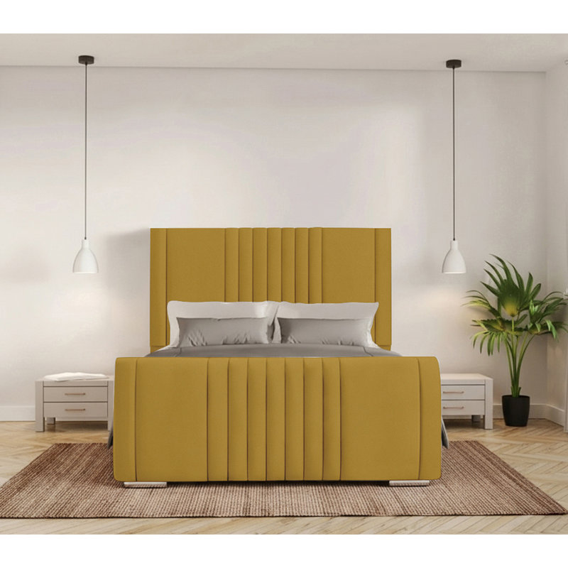 Ganador Upholstered Bed, Small Double (4'), Turmeric