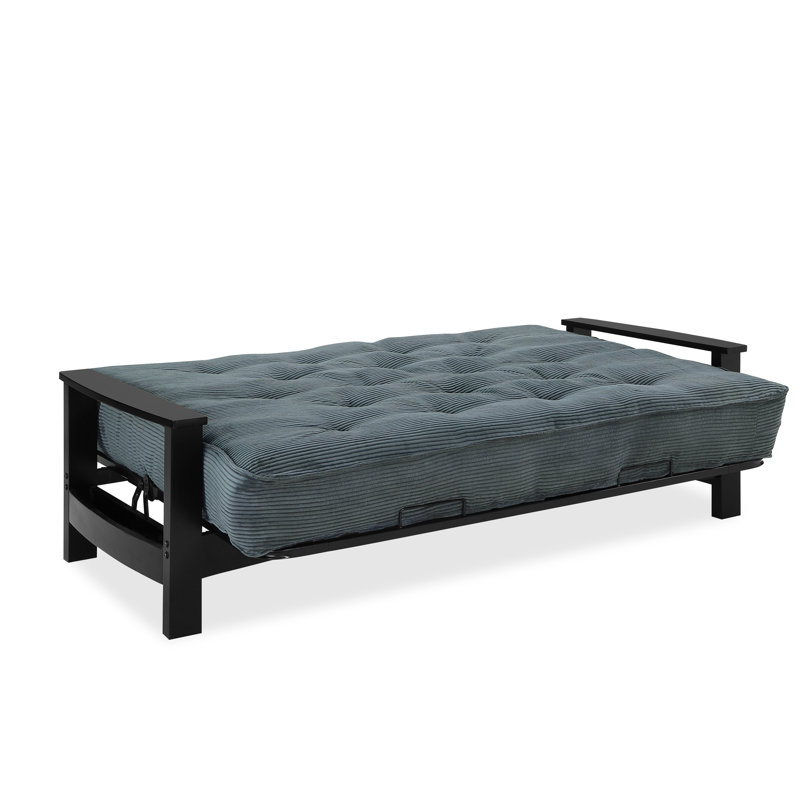 Futon et matelas Mccalla, Velours côtelé couleur vert forêt
