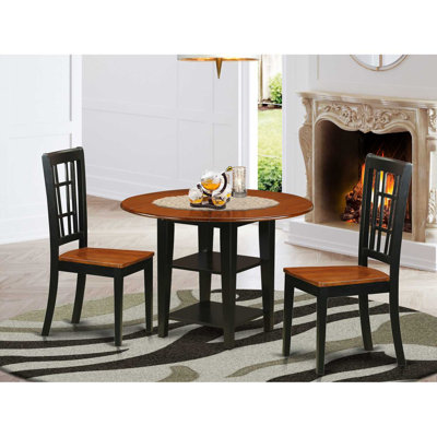 Round Solid Wood Top Dining Table Set