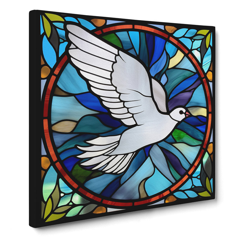 Dove Stained Glass Effect - Wrapped Canvas
