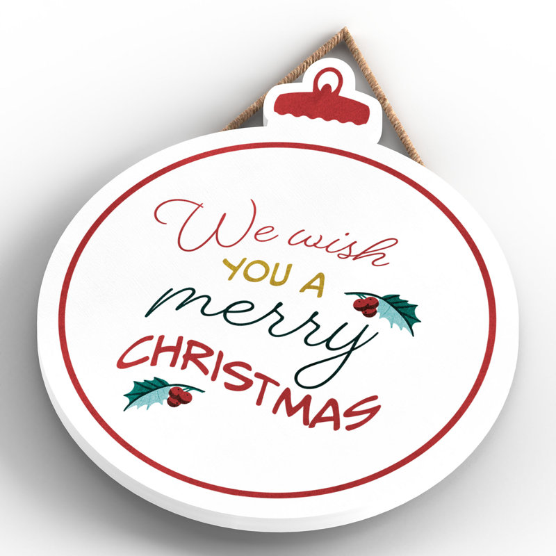 Xmas We Wish You a Merry Christmas Wooden Bauble Plaque