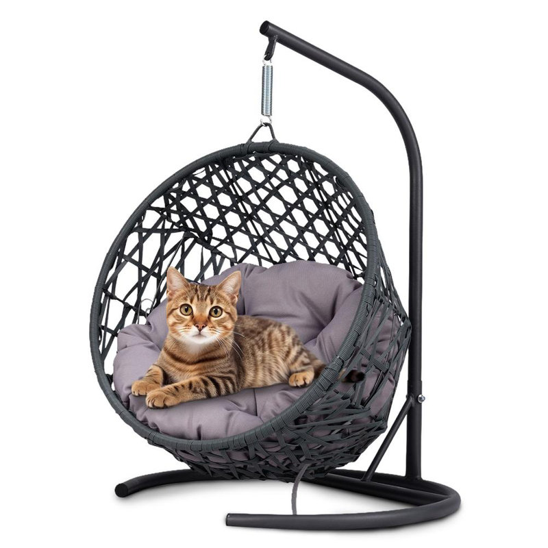 Lit-chat avec support et coussin, Gris