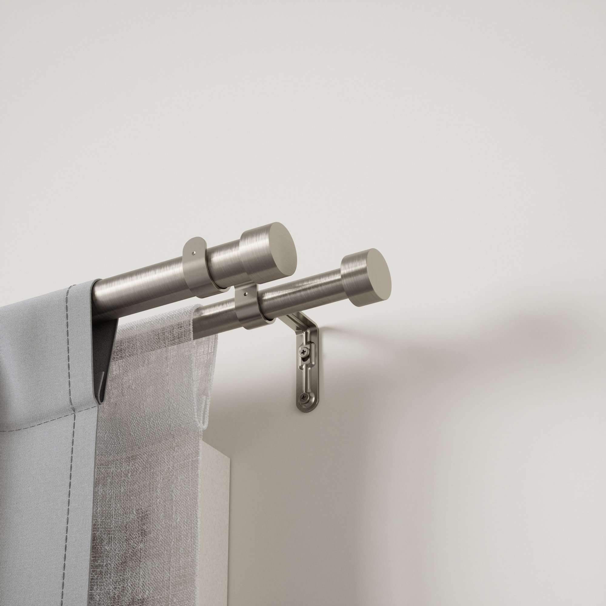 Cappa Drapery Solutions Adjustable 1" Steel Double Curtain Rod Set, Nickel/Steel, 120" H x 180" W