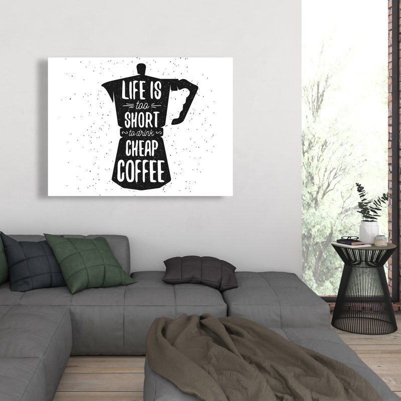 Life and Coffee - Décoration intérieure en toile noire pour les amateurs de café