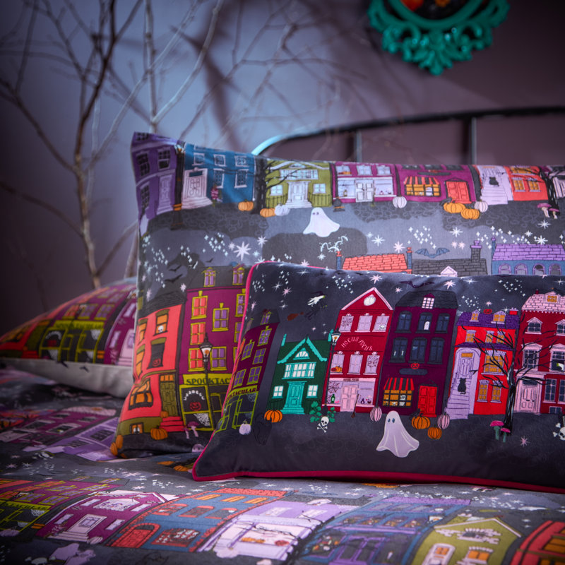Creepy Town Cotton Blend Abstract Duvet Cover Set with Pillowcases, Single Duvet Cover +  1 Standard Pillowcase