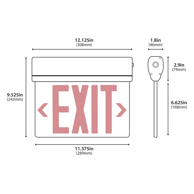 NICOR Lighting Thermoplastic Edge Lit LED Exit Sign, Red