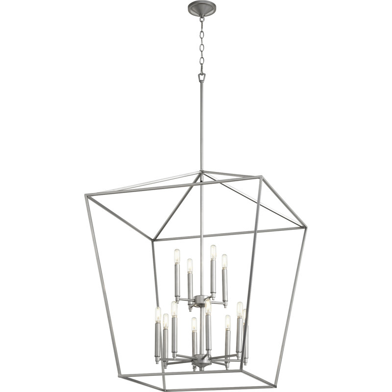 Lustre géométrique à 12 lumières Arletta, Nickel classique