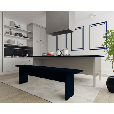 Banc de salle à manger moderne de 68 po en bleu minuit NoMad
