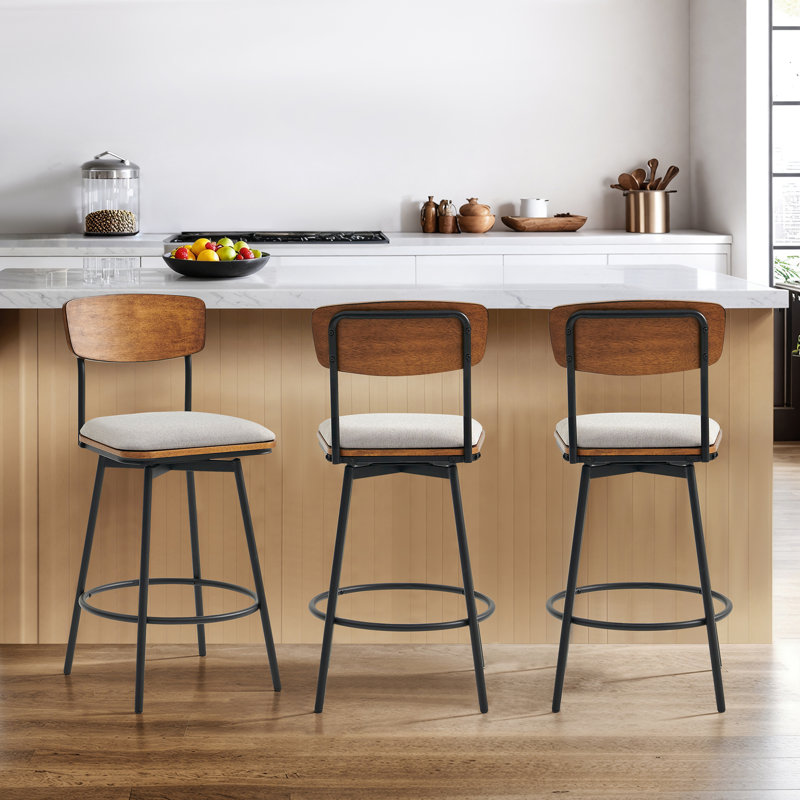 Avriel Swivel Upholstered Counter Stool, Light Gray