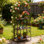 Étagère d'extérieur en fer forgé à 4 niveaux avec finition brun rustique victorienne pour terrasse et porche de jardin