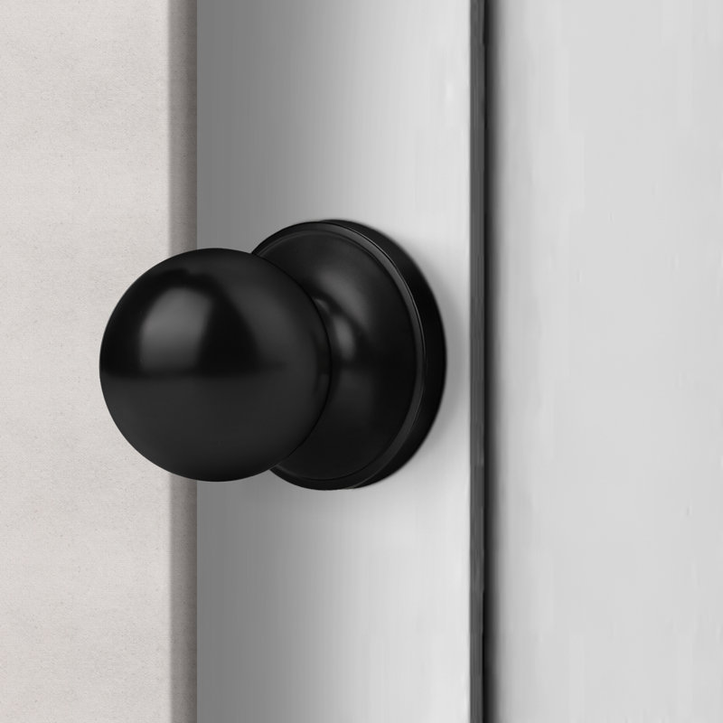 Passage Door Knobs with Round Rosette, Black