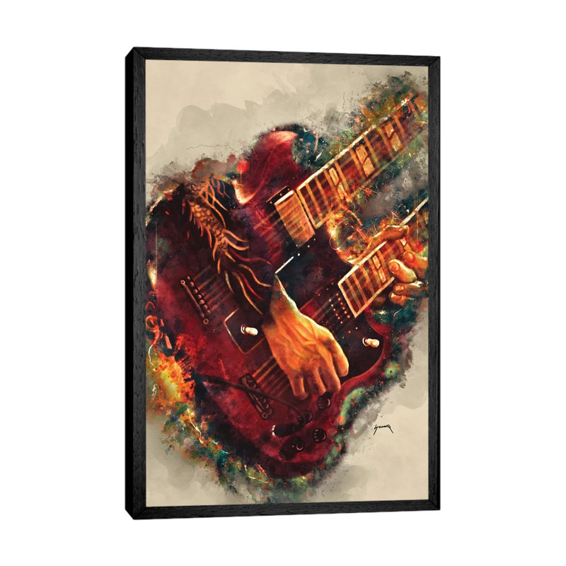 Jimmy Page's Electric Guitar - Print on Canvas, Black Framed, 66.04 cm H x 45.72 cm W