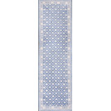 Light Blue and Ivory Color Antique Indian Cotton Agra Area Rug