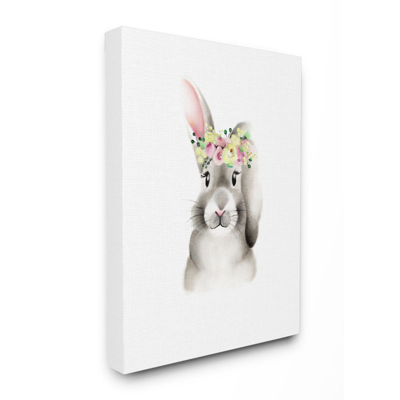 Décoration murale fleur de lapin pour enfant, "jolie dessin Seaforth, Toile tendue, H 20 po x l 16 po x P 1,5 po