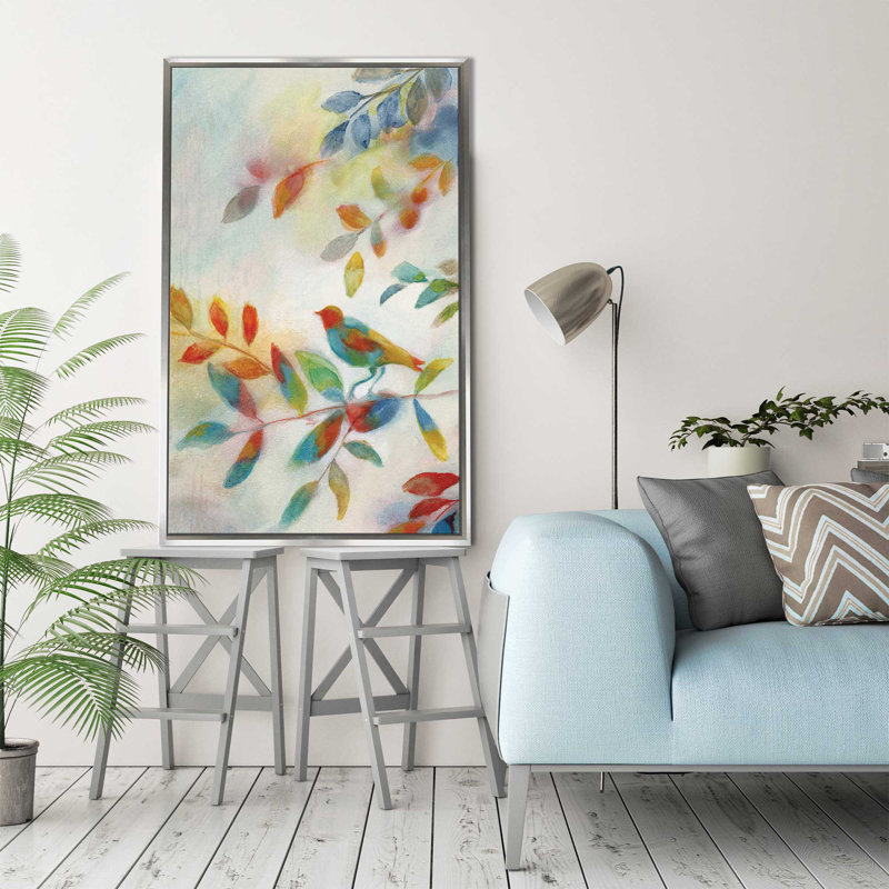 «Sausalito Summer II», reproduction de peinture acrylique, H 51,5 po x l 31,5 po x P 2 po, Cadre flottant argent