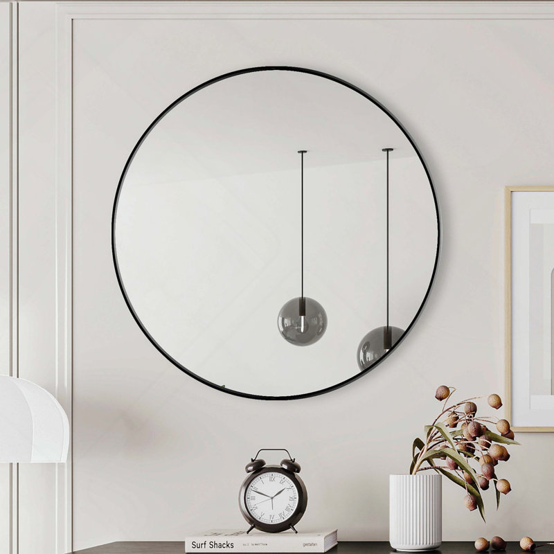 Miroir mural mural , pour décoration murale de salle de bain, salon, chambre à coucher, 27.95" x 27.95", Noir