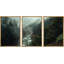 "Misty Forest Landscape", "Hazy Moody Dark Green River Nature", Tranquil Panoramic Modern Rustic Woodland Wall Art-119385153-91258537