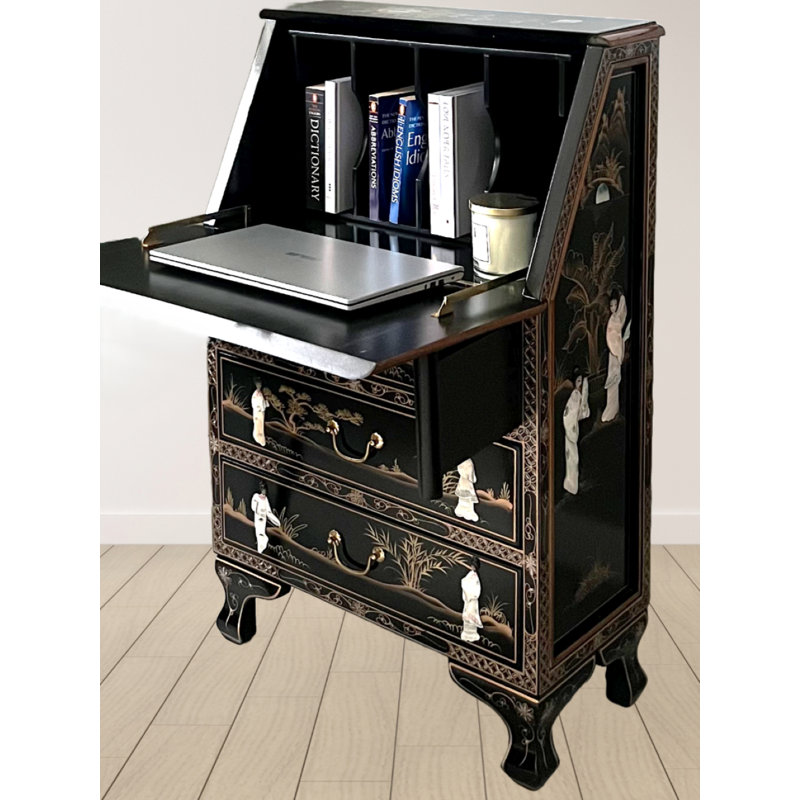 Mother of Pearl Hand Painted Writing Bureau Secretary Desk