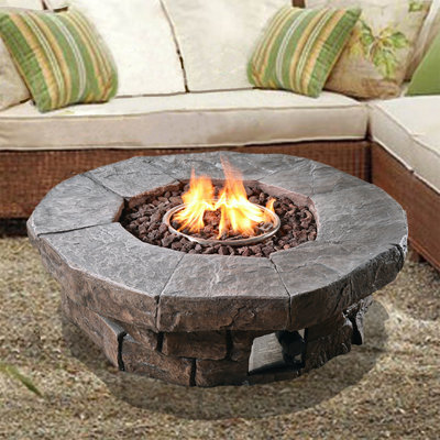 Round Faux Stone Propane Smokeless