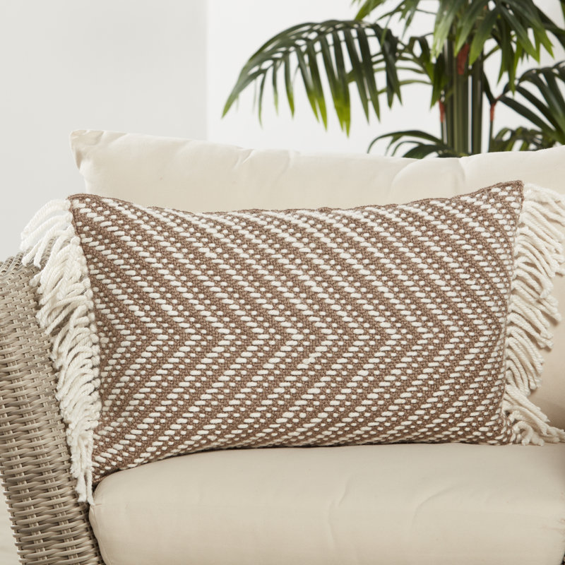 Housse de coussin rectangulaire pour l'extérieur Settia, Taupe / ivoire