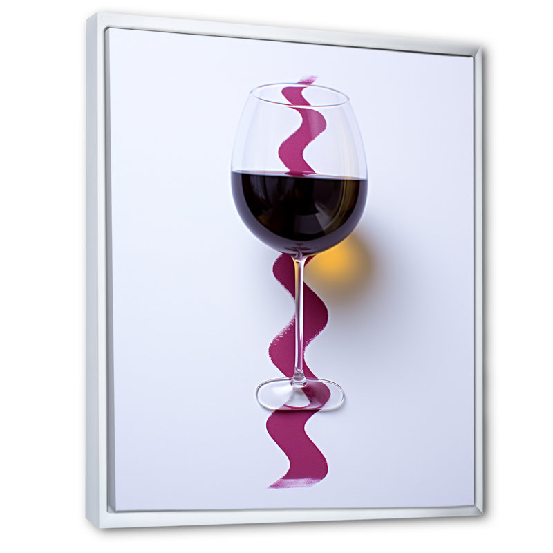 «Red Wine Glass», présentation sur toile, H 44 po x l 34 po x P 1,5 po, Cadre flottant blanc