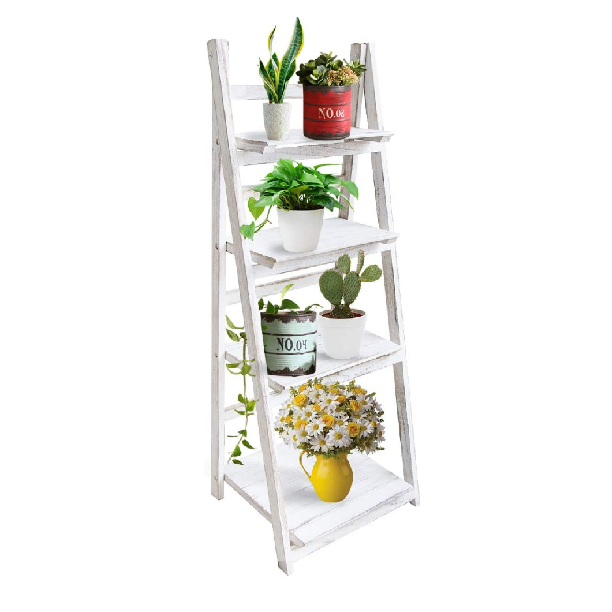 Arlmont & Co. Eri Rectangular Multi-Tiered Foldable Ladder Solid Wood ...