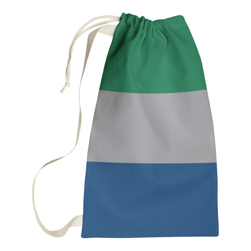 Fabric Laundry Bag with Handles, 36" H x 28" W x 1.5" D, Green/Cool Gray/Dark Blue