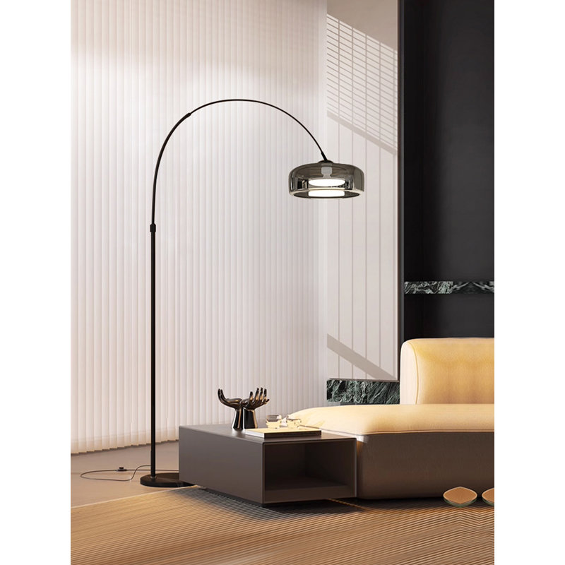Italian Minimalist Glass and Wrought Iron Floor Lamp, Gray