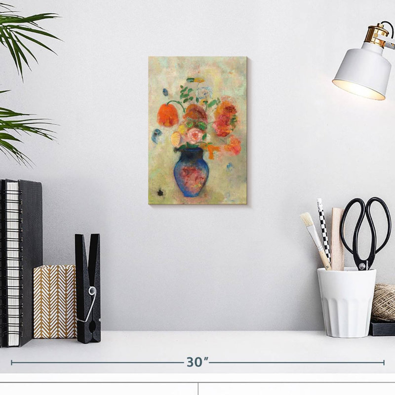 Grand vase Harnek avec fleurs 1912, H 12 po x l 8 po