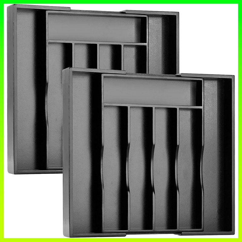 7 Slots-2PC Expandable Bamboo Silverware Organizer – Premium Utensil Drawer Tray With Grooved Slots For Flatware & Kitchen Tools – Versatile Cutlery Holder – Ideal Day Gift